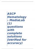 ASCP Hematology - MediaLab (1) questions with complete solutions (verified for accuracy)