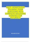 ASCP Hematology Polansky exam questions with complete solutions (verified for accuracy).