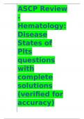 ASCP Review - Hematology Disease States of Plts questions with complete solutions