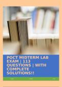 POCT MIDTERM LAB EXAM | 113 QUESTIONS | WITH COMPLETE SOLUTIONS!!