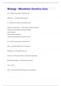 Biology - Mendelian Genetics Quiz  (Questions & Answers) Rated 100% Correct!!