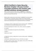 (ISC)2 Certified in Cyber-Security-Revision Chapter 3 Access Control Concepts questions and answers with verified solutions already passed!!!