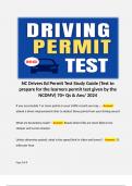 NC Drivers Ed Permit Test Study Guide (Test to prepare for the learners permit test given by the NCDMV) 70+ Qs & Ans/ 2024. 