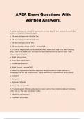 APEA Exam Questions With Verified Answers.