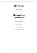 Test Bank for Biochemistry 4th Edition By Mathews Kensal Dean Spencer Anthony (All Chapters, 100% Original Verified, A+ Grade)