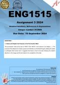 ENG1515 Assignment 3 (COMPLETE ANSWERS) 2024 (812988) - DUE 10 September 2024