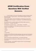 APHR Certification Exam Questions With Verified Answers.