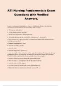 ATI Nursing Fundamentals Exam Questions With Verified Answers.