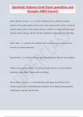 Domestic Violence Final Exam questions and  Answers 100% Correct