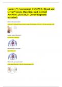 Lecture 9: Assessment CVS/PVS: Heart and Great Vessels. Questions and Correct Answers, 2024/2025. (clear diagrams included)