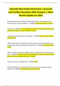 Colorado Real Estate Final Exam | Accurate and Verified Questions With Answers | Most Recent Update for 2024