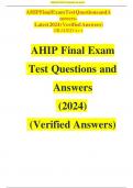 AHIP Final ExamTest QuestionsandAnswers- Latest 2024 (VerifiedAnswers) GRADEDA++