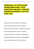 ESSENTIALS OF PATHO EXAM  RASMUESSEB EXAM 1 WITH  QUESTIONS AND WELL VERIFIED  ANSWERS [GRADED A+] ACTUAL  EXAM 100%