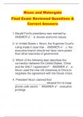 Nixon and Watergate Final Exam Reviewed Questions &  Correct Answers