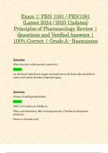 Exam 1, Exam 2 & Final Exam: PRN 1381 / PRN1381 (Latest 2024 / 2025 Updates) Principles of Pharmacology Review | Questions and Verified Answers | 100% Correct | Grade A - Rasmussen