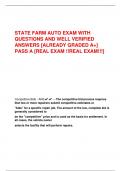 STATE FARM AUTO EXAM WITH  QUESTIONS AND WELL VERIFIED  ANSWERS [ALREADY GRADED A+]  PASS A [REAL EXAM !!REAL EXAM!!!]