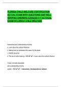 FLORIDA CHILD WELFARE CERTIFICATION  ACTUAL EXAM WITH QUESTIONS AND WELL  VERIFIED ANSWERS [GRADED A+] ACTAUAL  EXAM!!!FLORIDA CHILD WELFARE