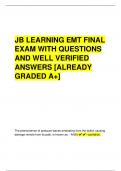 JB LEARNING EMT FINAL  EXAM WITH QUESTIONS  AND WELL VERIFIED  ANSWERS [ALREADY  GRADED A+]