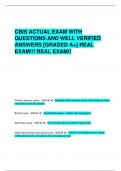 CBIS ACTUAL EXAM WITH  QUESTIONS AND WELL VERIFIED  ANSWERS [GRADED A+] REAL EXAM!!! REAL EXAM!!