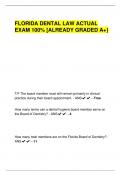 FLORIDA DENTAL LAW ACTUAL  EXAM 100% [ALREADY GRADED A+}