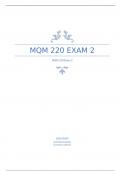 MQM 220 Exam 2 Question and answers verified to pass