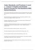 Code, Standards, and Practices 2, Level I -  Lesson 4: Feeders and Outside Branch Circuits Pre Test Questions With Solved Solutions.