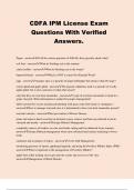 CDFA IPM License Exam Questions With Verified Answers.