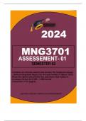 MNG3701  SEMESTER 02 ASSIGNMENT O1   Questions Marks 1 Use examples from the case study to explain the concept of sustainability. 10 