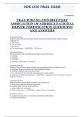 TRAA TOWING AND RECOVERY ASSOCIATION OF AMERICA NATIONAL DRIVER CERTIFICATION QUESTIONS AND ANSWERS