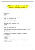  MCQ 2 Clinical Laboratory Medicine Questions Answers Graded A+.