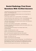 Dental Radiology Final Exam Questions With Verified Answers