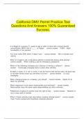  California DMV Permit Practice Test Questions And Answers 100% Guaranteed Success.