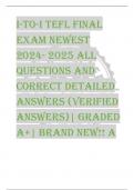 i-to-i TEFL FINAL  EXAM NEWEST  2024- 2025 ALL  QUESTIONS AND  CORRECT DETAILED  ANSWERS (VERIFIED  ANSWERS)| GRADED  A+| BRAND NEW!! A