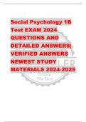 Social Psychology 1B  Test EXAM 2024  QUESTIONS AND  DETAILED ANSWERS|  VERIFIED ANSWERS  NEWEST STUDY  MATERIALS 2024-2025