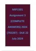 MIP1501 Assignment 3 (COMPLETE ANSWERS) 2024 (792287) - DUE 22 July 2024