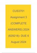 CUS3701 Assignment 3 (COMPLETE ANSWERS) 2024 (629218)- DUE 6 August 2024