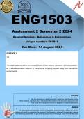 ENG1503 Assignment 1 (COMPLETE ANSWERS) Semester 2 2024 (594818) - DUE 14 August 2024