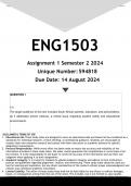 ENG1503 Assignment 1 (ANSWERS) Semester 2 2024 - DISTINCTION GUARANTEED