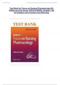 Test Bank for Focus on Nursing Pharmacology 9th Edition by Amy Karch, 9781975180409, Chapter 1-60 All Chapters with Answers and Rationals