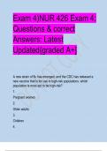 Exam 4)NUR 426 Exam 4: Questions & correct Answers: Latest Updated{graded A+]