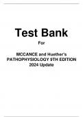 Test Bank for MCCANCE and Huether’s PATHOPHYSIOLOGY 9TH EDITION  2024 Update.