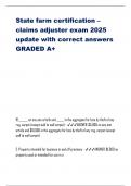 State farm certification – claims adjuster exam 2025 update with correct answers GRADED A+