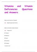 Vitamins and Vitamin  Deficiencies Questions  and Answers