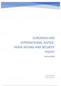 Samenvatting (18/20) "European and International Justice, Home Affairs and Security Policy"