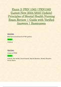 Exam 2: PRN 1562 / PRN1562 (Latest New 2024 /2025 Update) Principles of Mental Health Nursing Exam Review | Guide with Verified Answers | Rasmussen