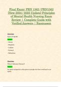 Final Exam: PRN 1562 / PRN1562 (New 2024 / 2025 Update) Principles of Mental Health Nursing Exam Review | Complete Guide with Verified Answers | Rasmussen