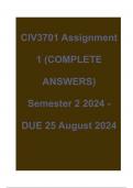 CIV3701 Assignment 1 (COMPLETE ANSWERS) Semester 2 2024 - DUE 25 August 2024