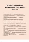 EPA 609 Practice Exam Questions With 100% Correct Answers.