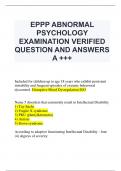 EPPP Abnormal Psychology EXAMINATION VERIFIED QUESTION AND ANSWERS A +++