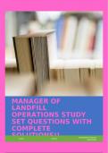 MANAGER OF LANDFILL OPERATIONS STUDY SET QUESTIONS WITH COMPLETE SOLUTIONS!!